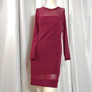Charlotte Russe long Sleeve Crew Neck Dress w/ Mesh Accent